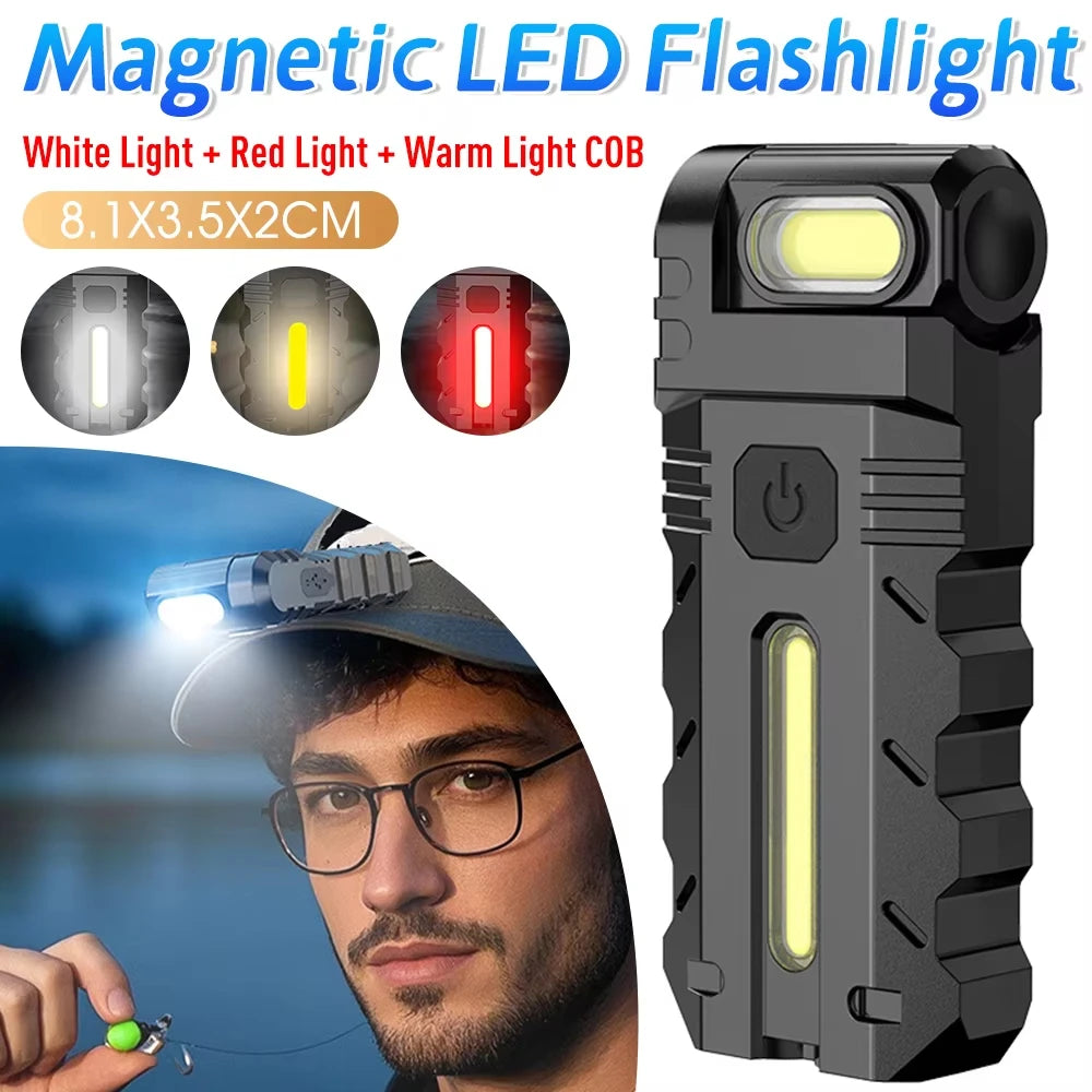 Mini COB LED Keychain Flashlight | USB Rechargeable Work Light