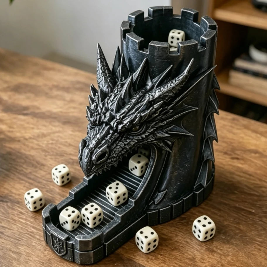 3D Printed Dragon Dice Tower Stair Rolling Design Desktop Game Ornament Retro Style Table Decor Creative Holiday Xmas Gift Oasis Select