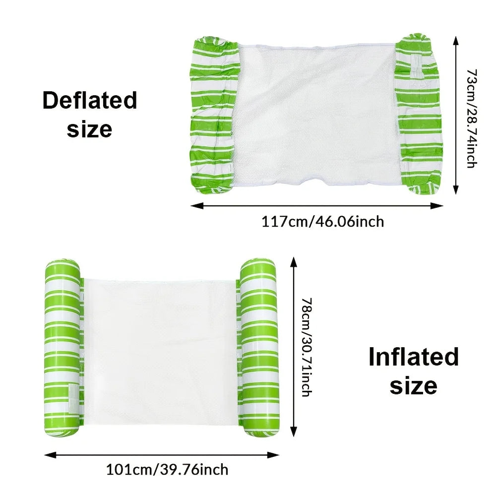1pc Inflatable Cylindrical Striped Hammock, PVC Thickened Water Float Chair, 4 Colors for Beach Vacation & Pool Party Waterpark Oasis Select