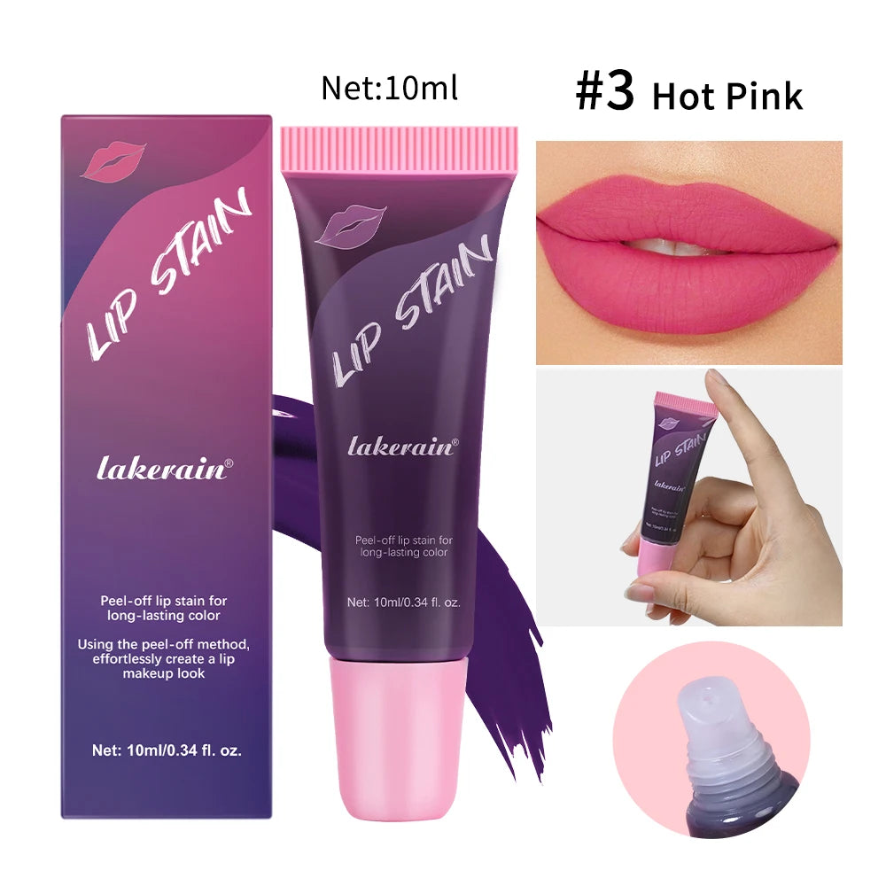 Peel Off Rose Pink Lip Gloss Matte Outline Contour Tattoo Lip Stain Waterproof Transfer Resistant Tear Off Natural Lip Tint Oasis Select Hot Pink