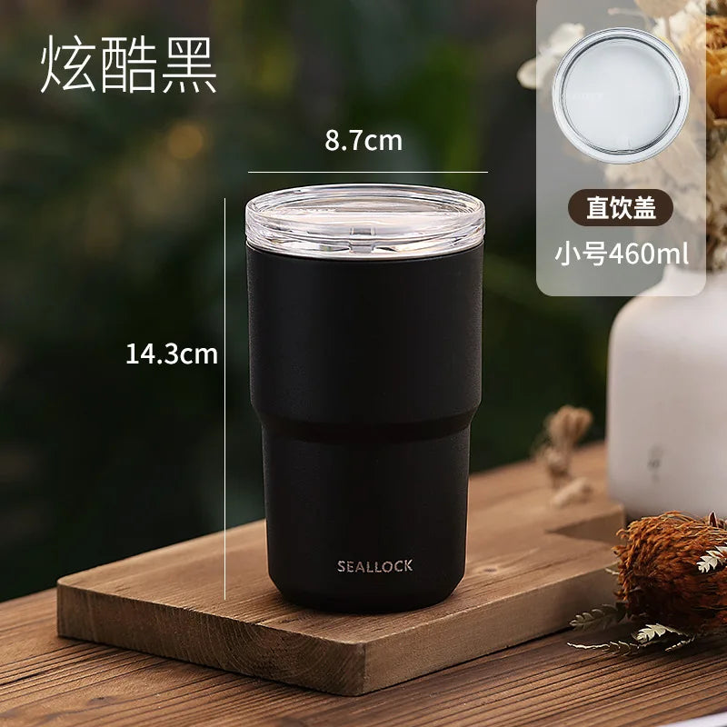 304 Stainless Steel Mug Double-Layer Coffee Cup Milk Cup Creative Insulated Tea Mugs Japanese Water Cup Gift Drinkwar Oasis Select Black 460ml