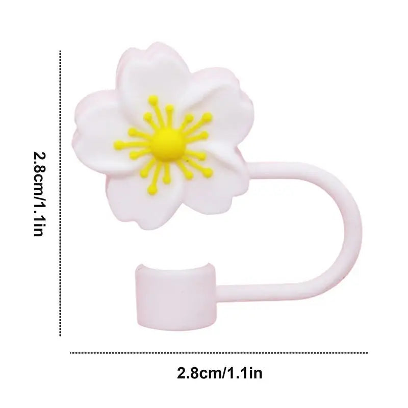 Flower Straw Stopper Cute Cartoon Flower Shape Drinking Straw Tips Lids Straw Caps Protector Dust Proof Plugs Drinking Supplies Oasis Select