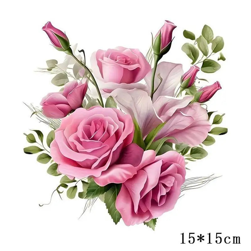 15*15cm Red Rose Romantic Toilet Sticker Bathroom Toilet Decor Living Room Cabinet Refrigerator Home Decoration Decals Oasis Select A2