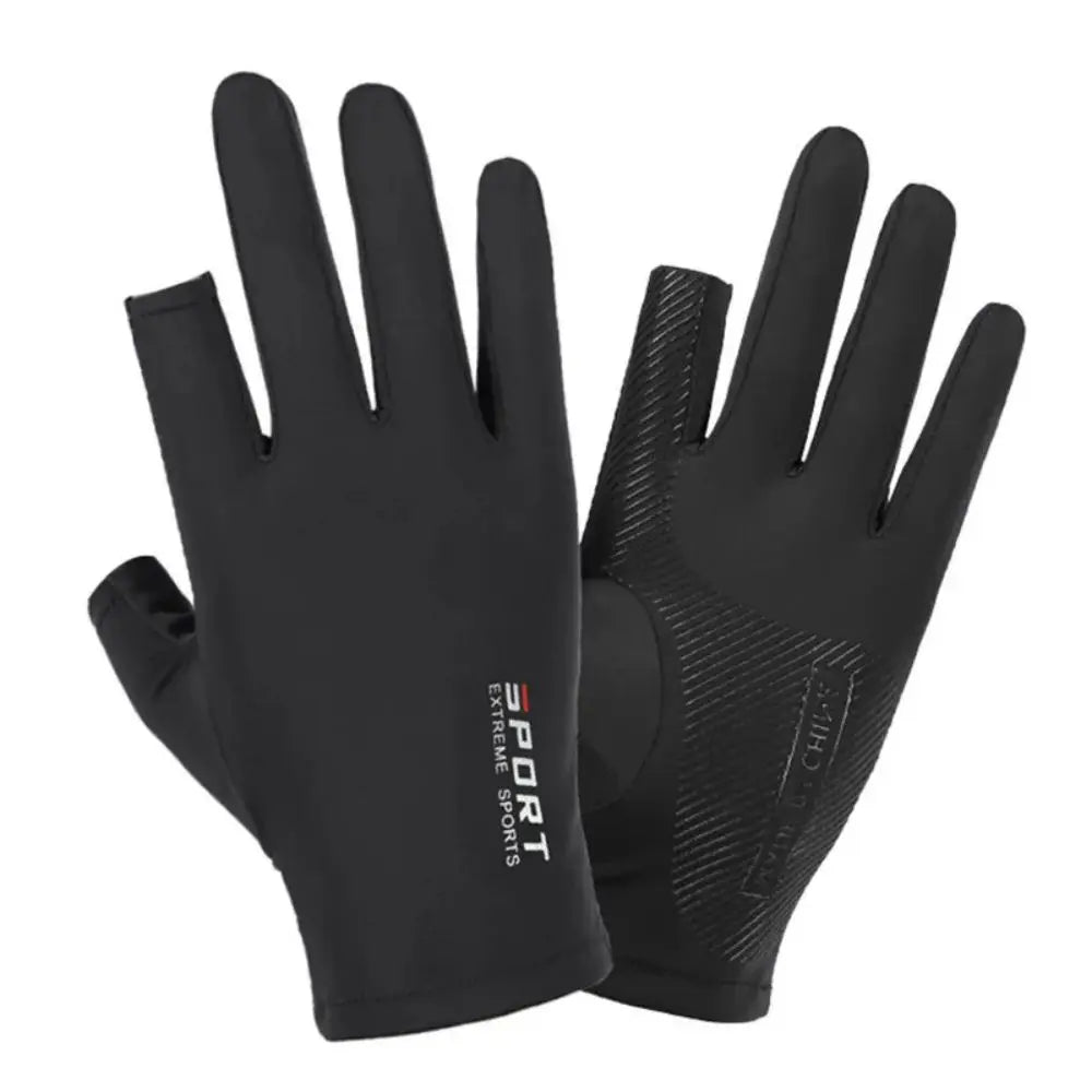 Ice Silk Halffinger Cycling Gloves for Men and Women Outdoor Sports Fitness Driving Fishing Highelastic Comfortable Oasis Select Black