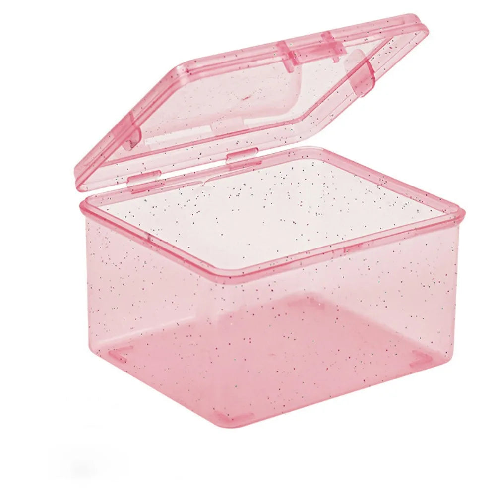 Transparent Plastic Storage Box Jewelry Container Rectangular Shape Collection Box Dust-proof Small Card Holder Storage Case Oasis Select Pink
