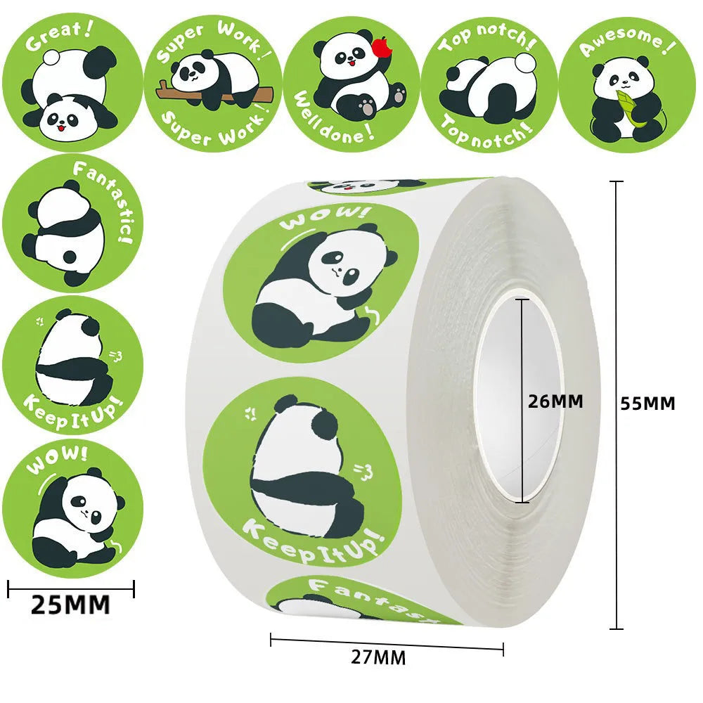 500pcs/roll Cartoon Panda Emoticon Label Stickers, Encouragement Stickers for Students, Teacher Cute Motivational Stickers Oasis Select 500pcs