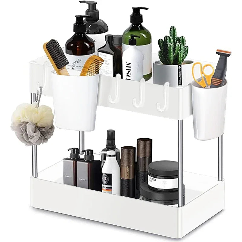 2 Tier Under Sink Organizer For Bathroom Kitchen Storage Sliding Drawer Pull Out Under Sink Cabinet Organizers Kitchen Organizer Oasis Select W-2 Tier-2 basket