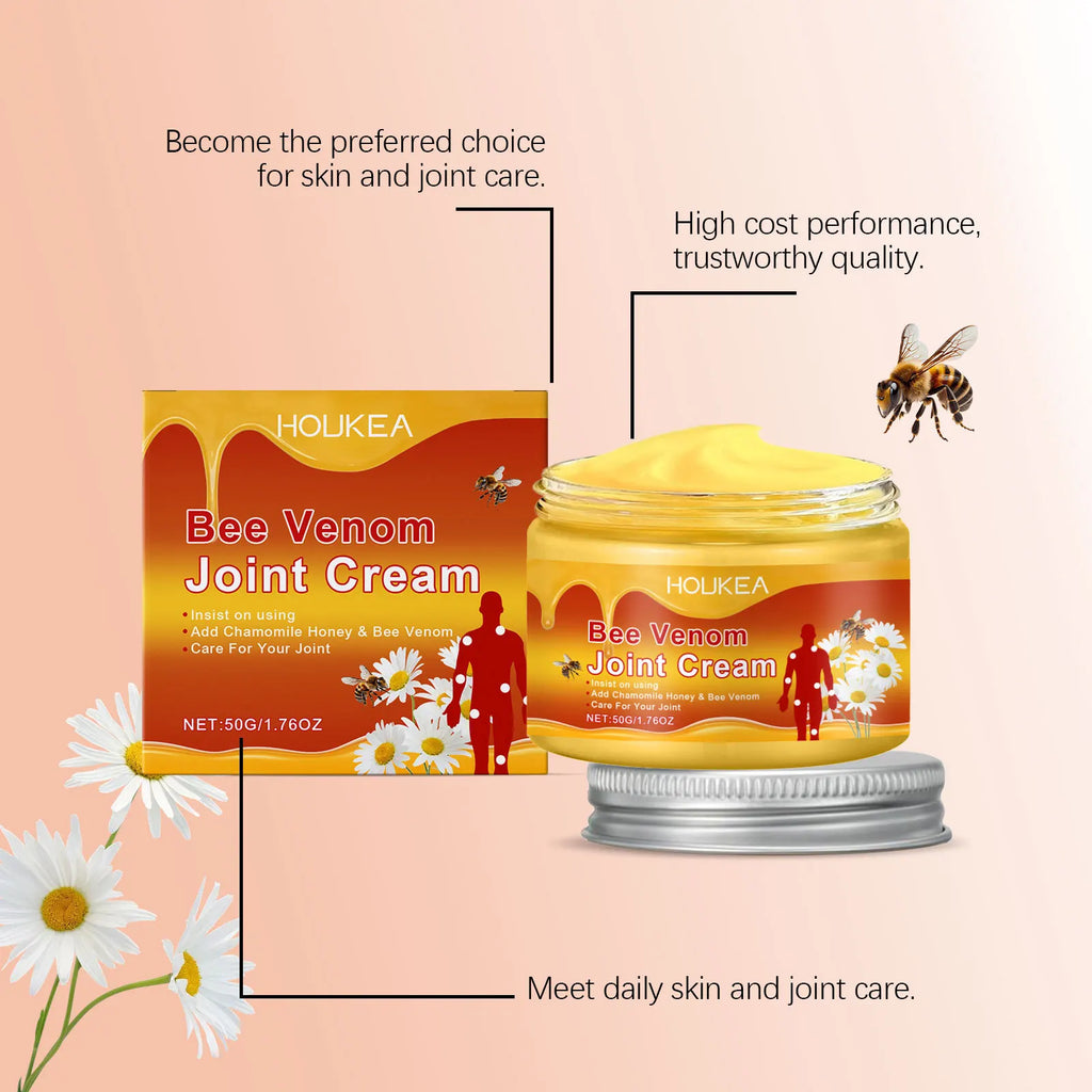 HOUKEA Bee Venom Joint Cream Hydration Relieve Muscle Soreness Quick Absorption Suitable for All Skin Types Joint Massage Cream Oasis Select
