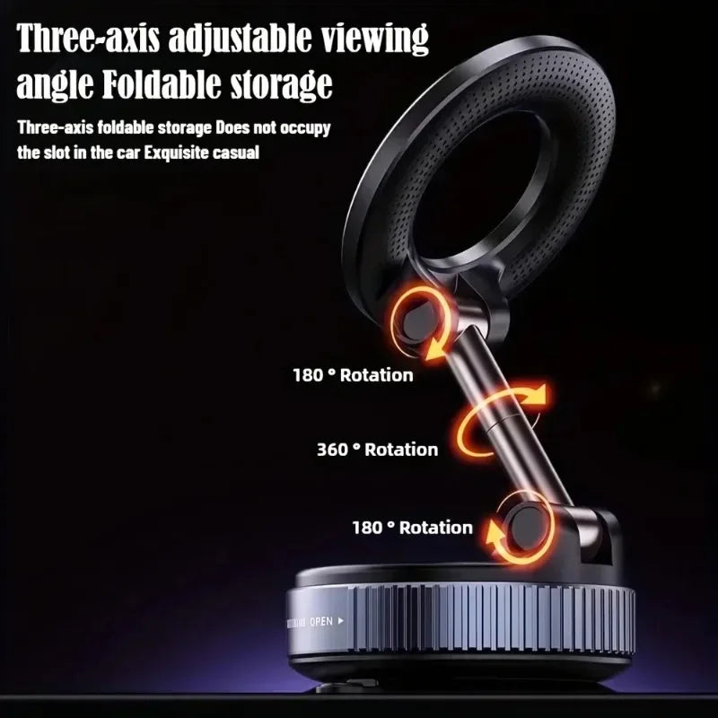 Car Phone Holder Multifunctional Foldable Vacuum Magnetic Phone Holder Suitable for Gym Bathroom Mirrors Ceramic Tiles Marble Oasis Select