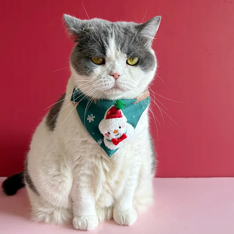 Christmas Pet Triangle Scarf Collar Cute Cat Christmas Accessories Dog Collar Red Elk Oasis Select