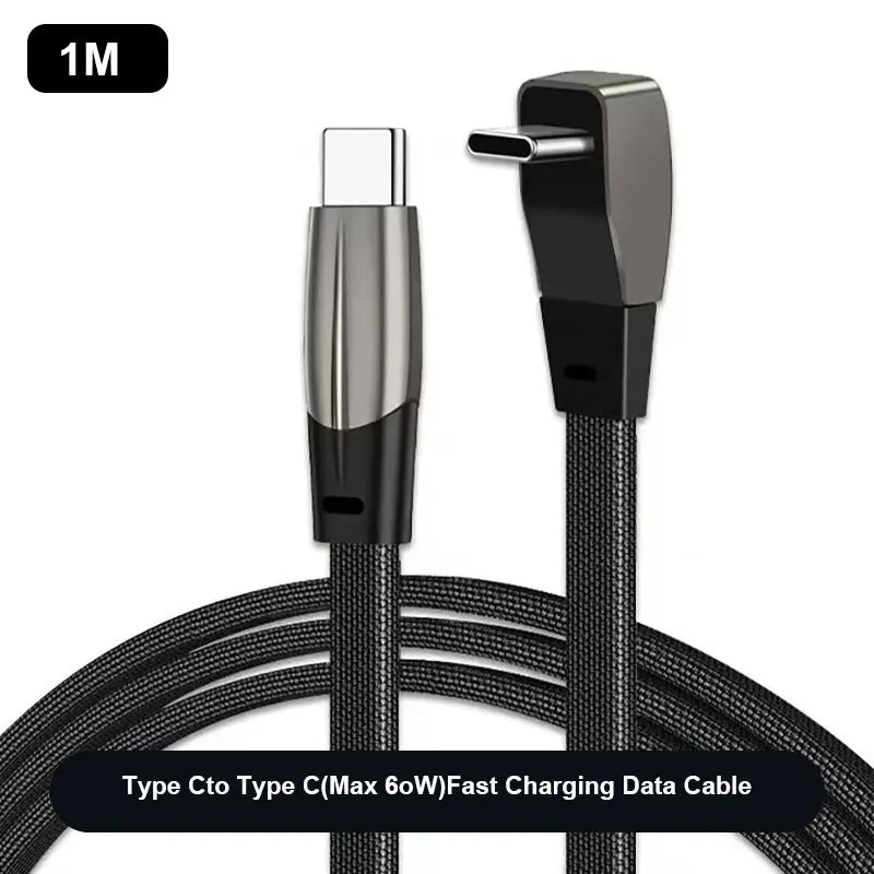 1m Cable 60W Fast Charging Elbow Charger For Tesla Model 3 Highland Model Y Juniper Phone Data Charging PD Charge Accessories Oasis Select 60W C TO TYPE-C