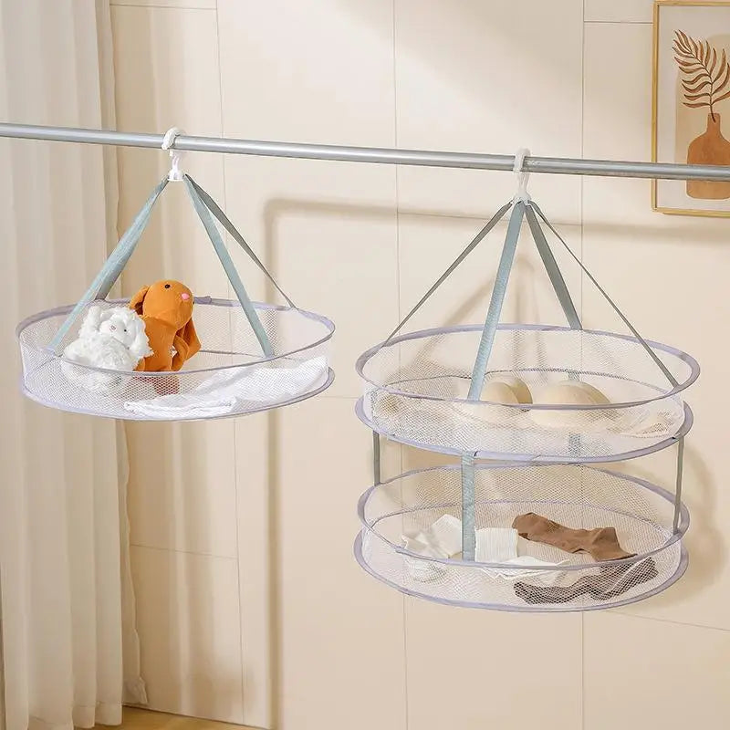 1/2 Layer Home Foldable Mesh Clothes Basket Clothes Net Sweater Anti Deformation Flat Clothes Basket Socks Underwear Tool Oasis Select