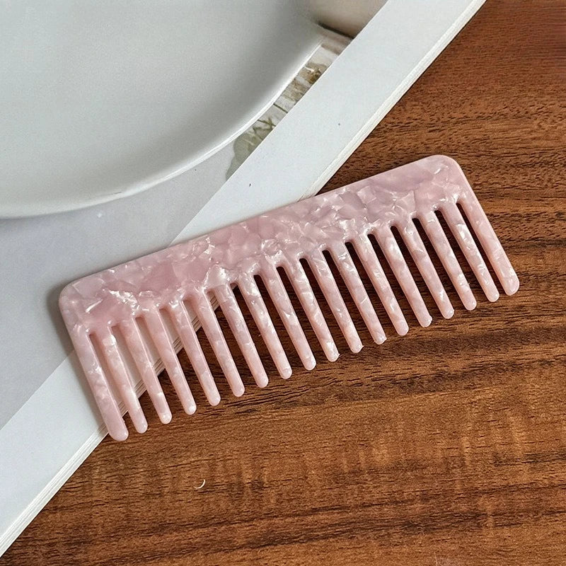 Acetate Fiber Wide Tooth Comb Anti Static Detangling Design Colorful Pattern Hair Tool Portable Travel Women Hair Accessory Oasis Select