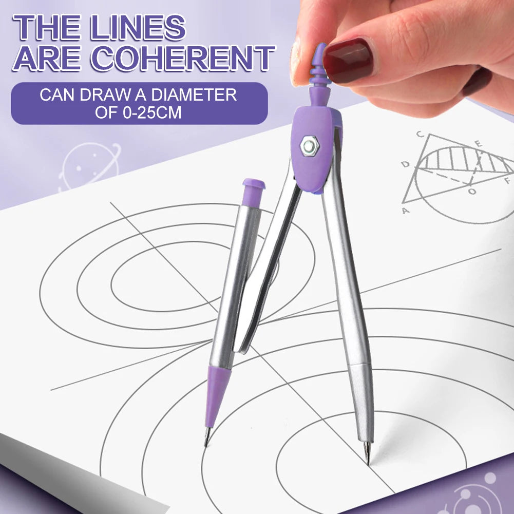 8-Piece Student Geometry Set – Compass, Protractor & Ruler