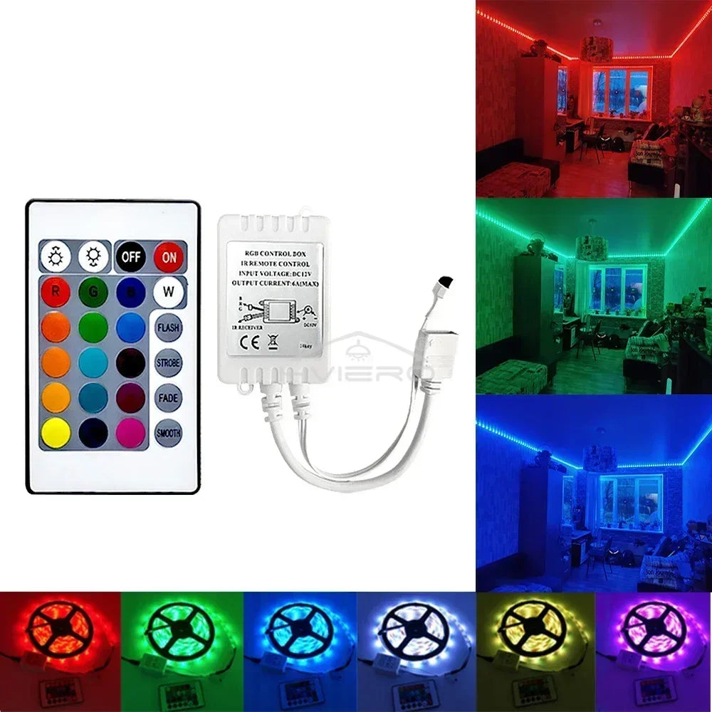 24-Key IR Remote RGB LED Strip Controller 12V Dimmer