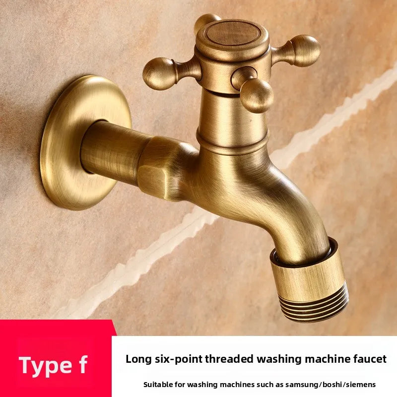 Vintage Solid Brass Single Handle Faucet for Washing Machine Wall Mounted Water Tap Oasis Select I