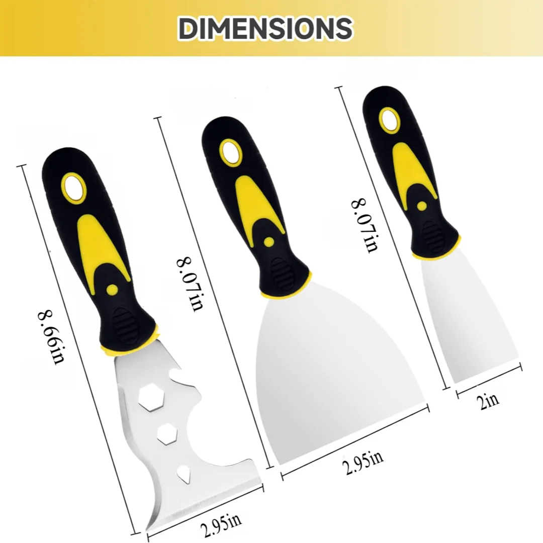 15 in 1 Multifunctional Putty Knife Set Stainless Steel Spatula Putty Scraper Cleaning Spatula DIY Construction Tools Oasis Select