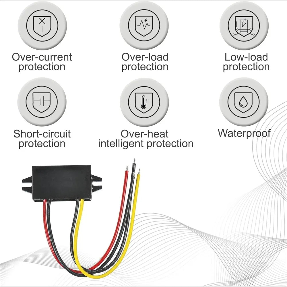 Waterproof Voltage Regulator DC Step Down Converter 12/24V To 5V 3A With Open Wire Power Supply Adapter For Car Radio Dash Cam Oasis Select