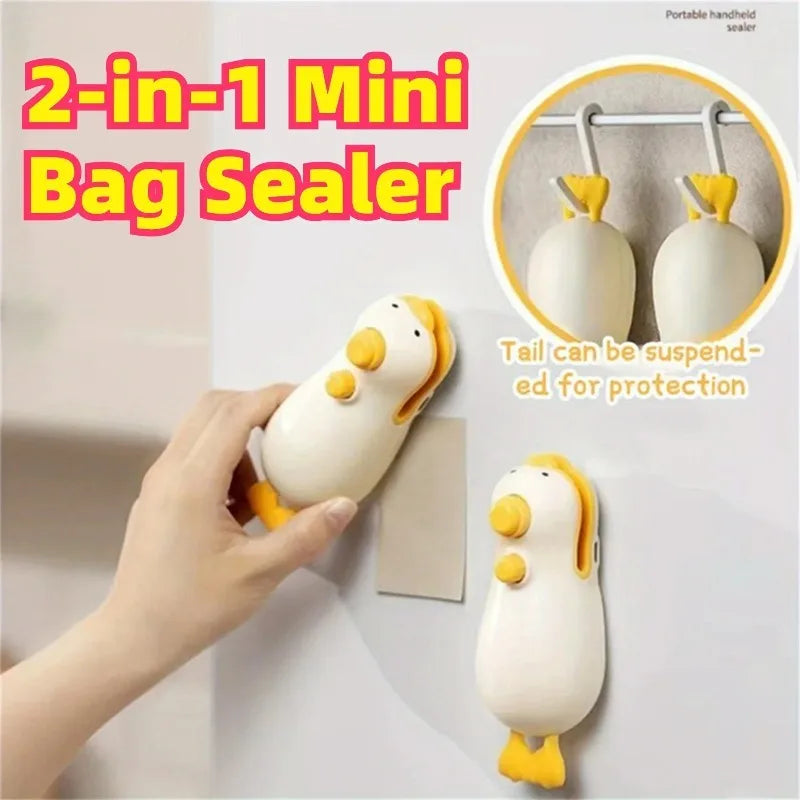 1pcs Cute Duck Handheld Sealer Rechargeable Magnetic Vacuum Sealer Easy-to-use Mini Kitchen Tool for Food Bag Sealing Oasis Select