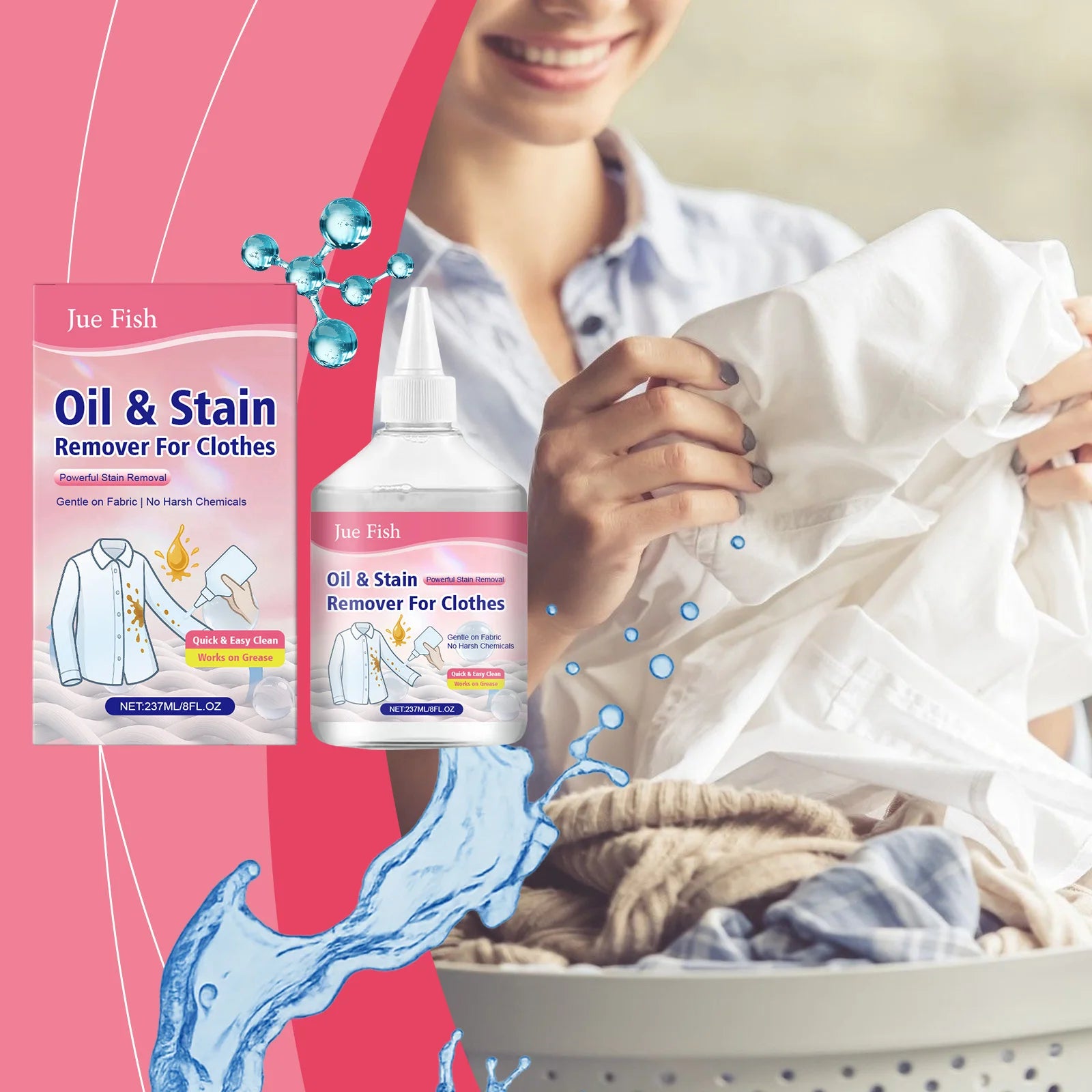 Jue-Fish Clothing Degreaser – Oil Stain Remover for Fabric Clothing Stain Remover Oasis Select