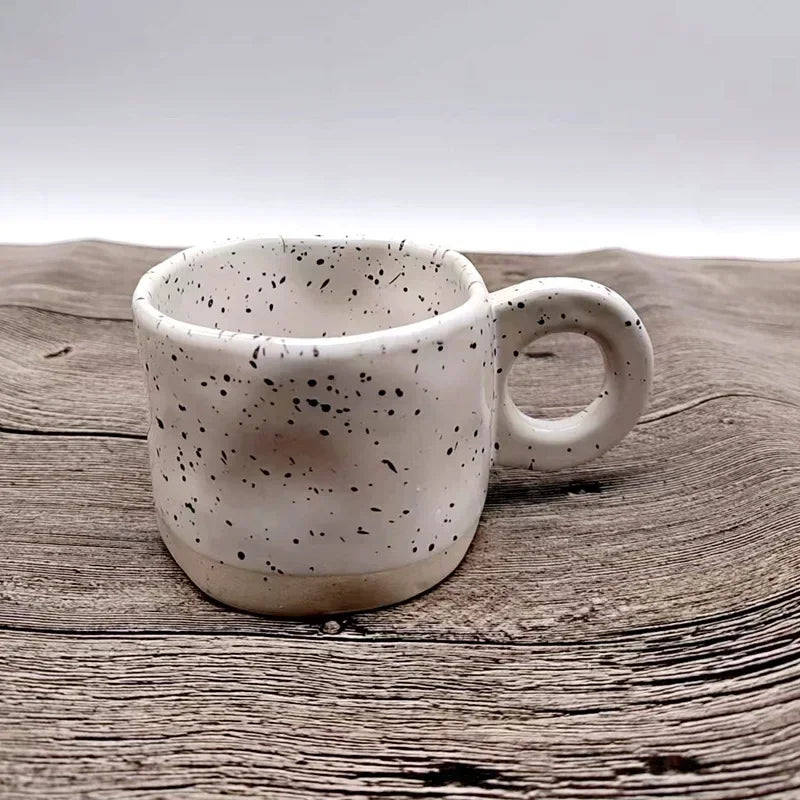 Ceramic Mug Ring Handle Irregular Coffee Modern Print Porcelain Ins Catoon Style Mug Handmade Hot Chocolate Couple Handgrip Cups Oasis Select Creamy-white 201-300ml