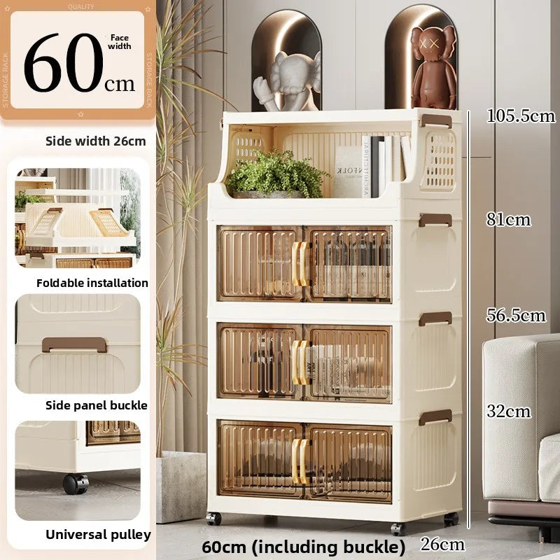 40-50-60 transparent household living room multi-layer mobile snack locker storage folding rack locker Oasis Select 60CM 1 plus 3