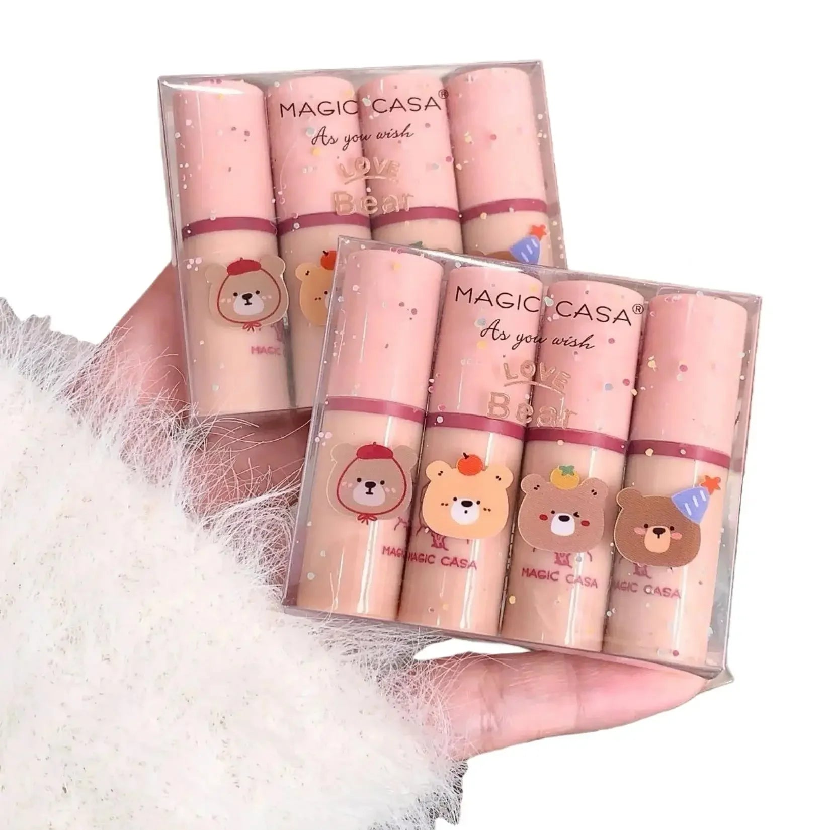 MAGIC CASA 4-Pc Bear Matte Liquid Lipstick Set – Waterproof