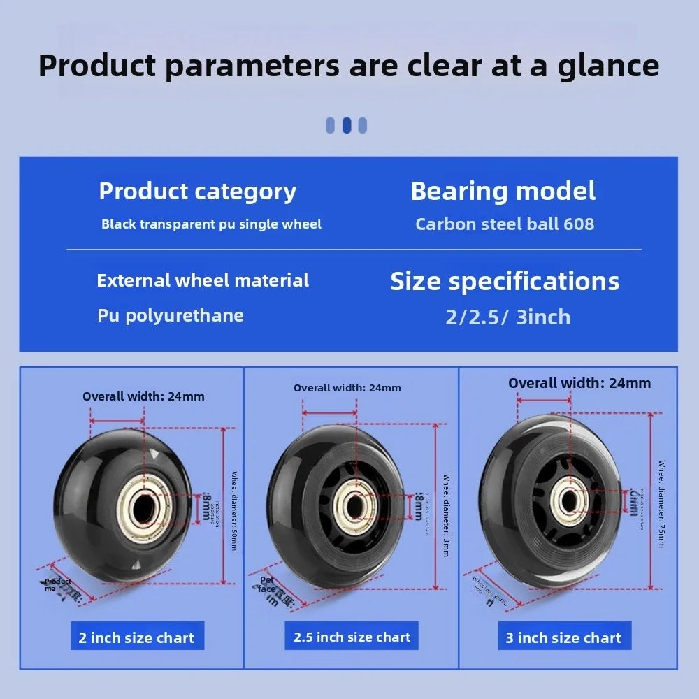 4Pcs Silent Travel Luggage Wheels Replacement Dia40/45/50/60/70/75/80/90/100mm Suitcase Part Axles Sliding Resistant Caster Oasis Select