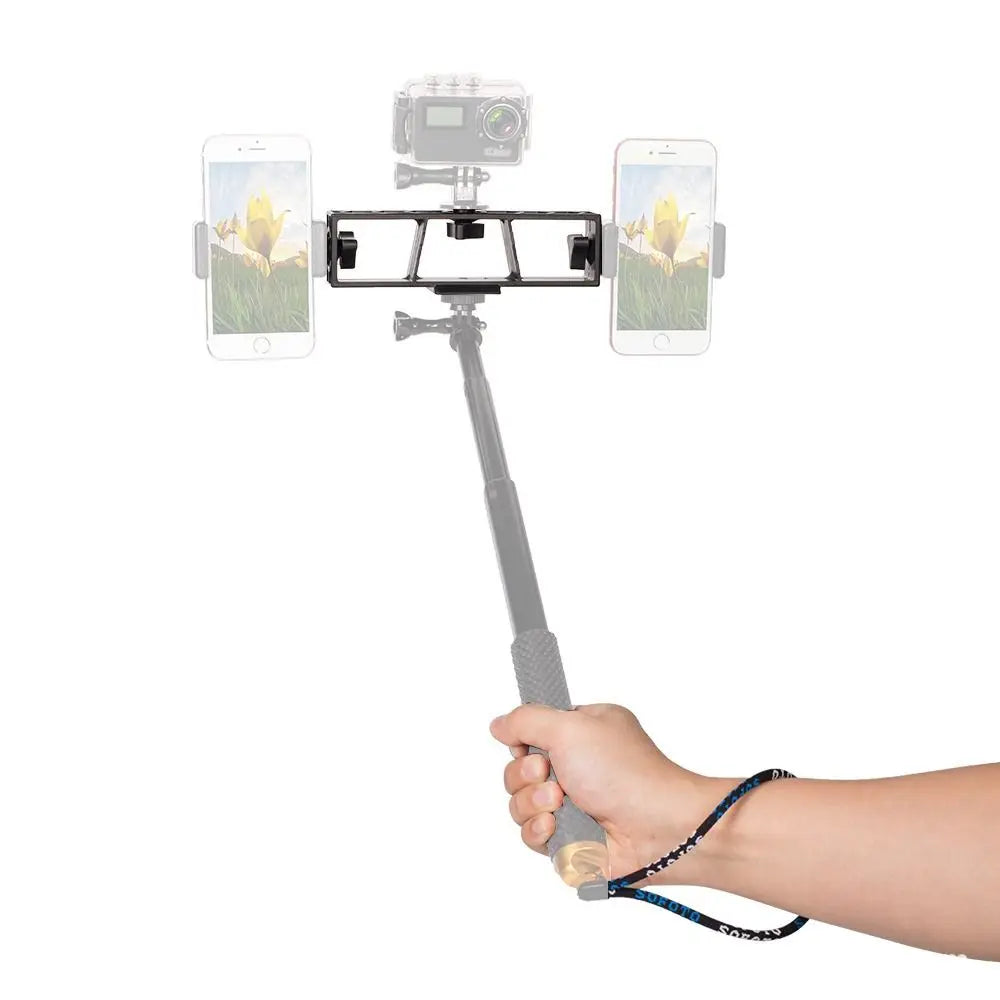 3-Position Stand Clip Bracket Holder Mobile Phone Clamp Tripod 1/4" Mount for Smartphones Mic Fill Lights Live Broadcast Oasis Select