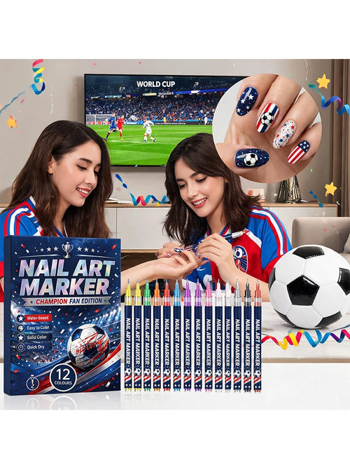 12Pcs Champion Fan Edition Nail Art Markers Quick Dry Nail Pens DIY American Flag Football Nail Art Liner Manicure Tools Oasis Select