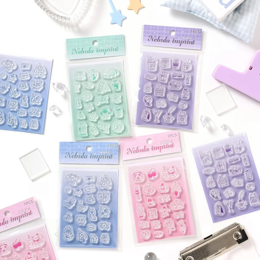Clear Stamps Journaling Stamps Silicone Cute Clear Decor Acrylic Handle Reading Journal Supplies for Books Making Notebook Oasis Select