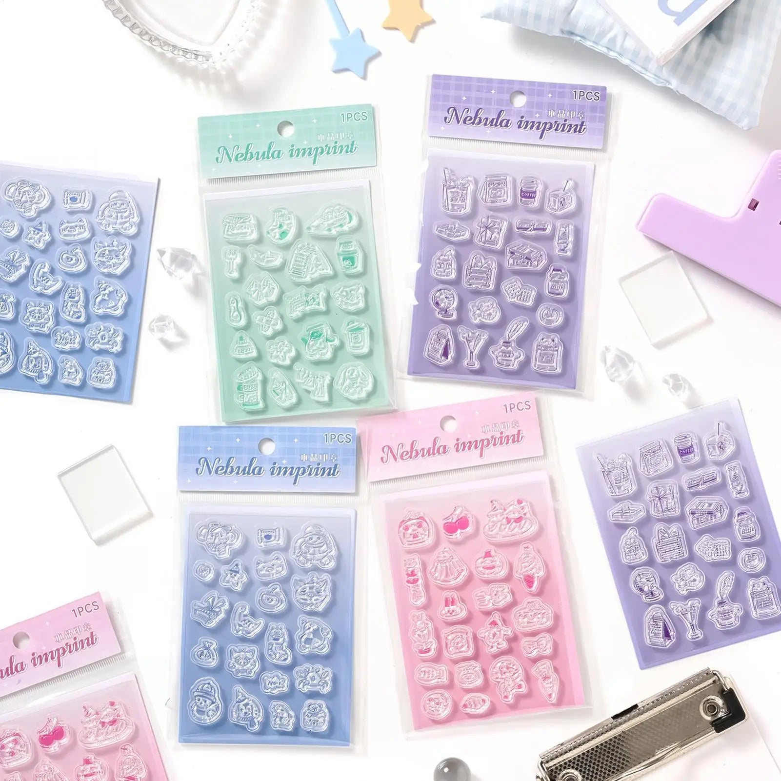 Clear Stamps Journaling Stamps Silicone Cute Clear Decor Acrylic Handle Reading Journal Supplies for Books Making Notebook Oasis Select