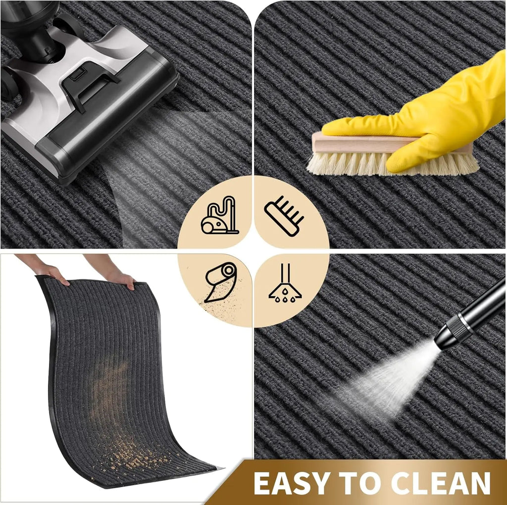 Modern Minimalist Square Floor Mat - Durable, Stain/Fade Resistant, Non-Slip Rubber Backing, Machine Washable for Indoor/Outdoor Oasis Select