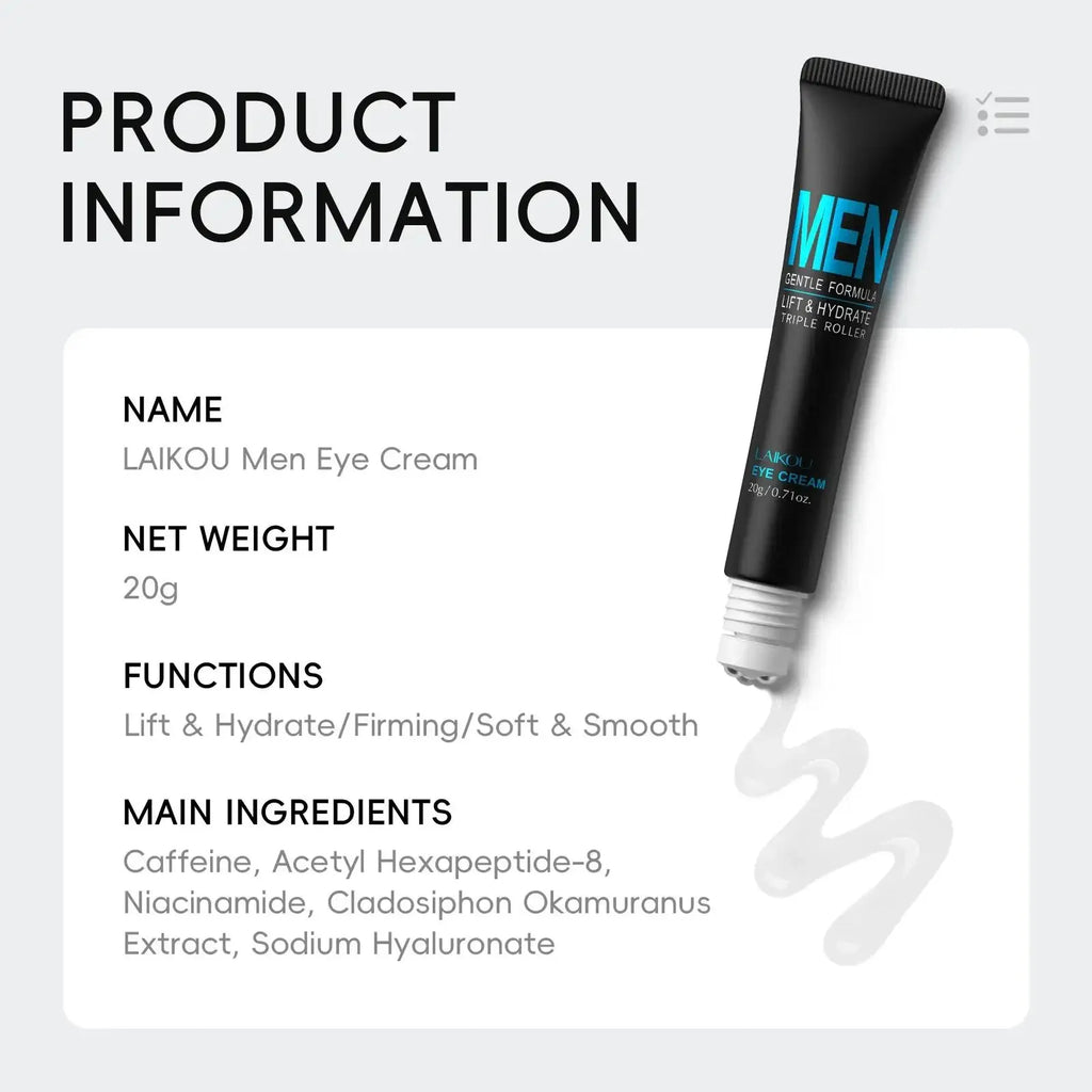 LAIKOU Men's Eye Cream 20g | 3D Roller Ball Hydrating & Firming