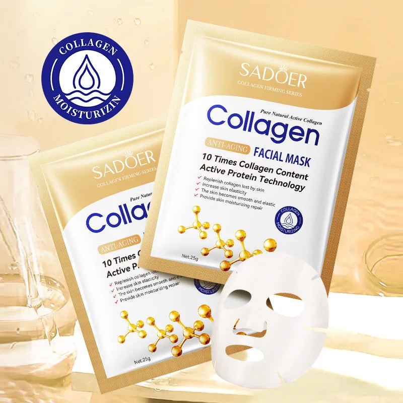 5/10Pcs SADOER Collagen Facial Mask Hydrating Firming Glowing Nourishing Soft Skin Care Sheet Mask Oasis Select