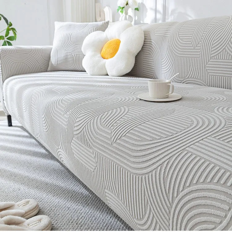 Cream-style Fully Wrapped Sofa Cover All-season Lazy Sofa Cover Cat Scratch-resistant Sofa Cushion Couch Covers for Sofas Oasis Select Light gray 4 person 235-300cm