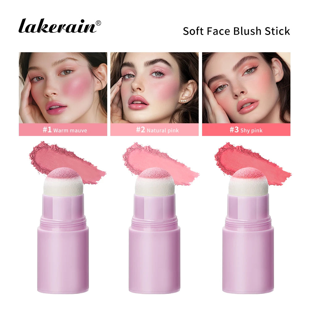 Lakerain Soft Face Blush Stick Girl Korean Style Brightening Dual-Use For Lip And Cheek Waterproof Cheek Blush Sponge Brush Head Oasis Select