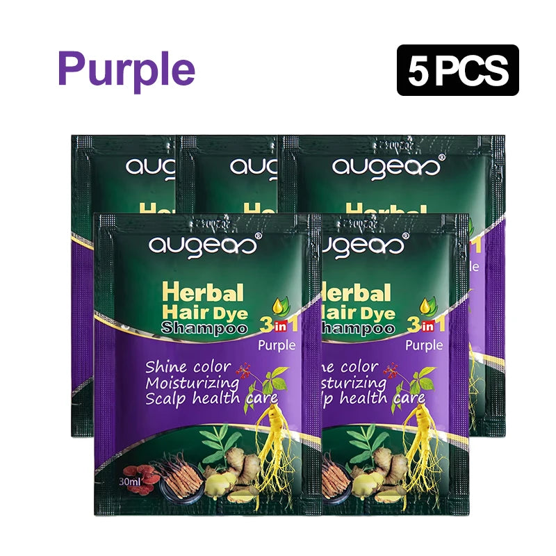 Natural Herbal Hair Dye Shampoo – Grey Coverage 30ml (3/5 Pack) Hair Dye Shampoo Oasis Select 5pcs purple China Mainland