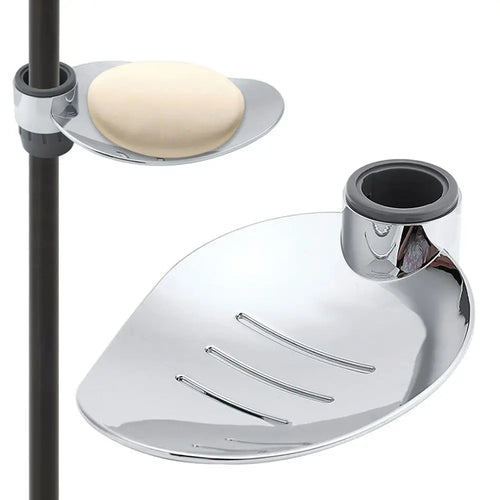 22/24/25MM Leaf Shape Tray for Shower Rods and Lift Rods Shower Soap Dish Holder Modern Chrome Adjustable Bathroom Tool Oasis Select