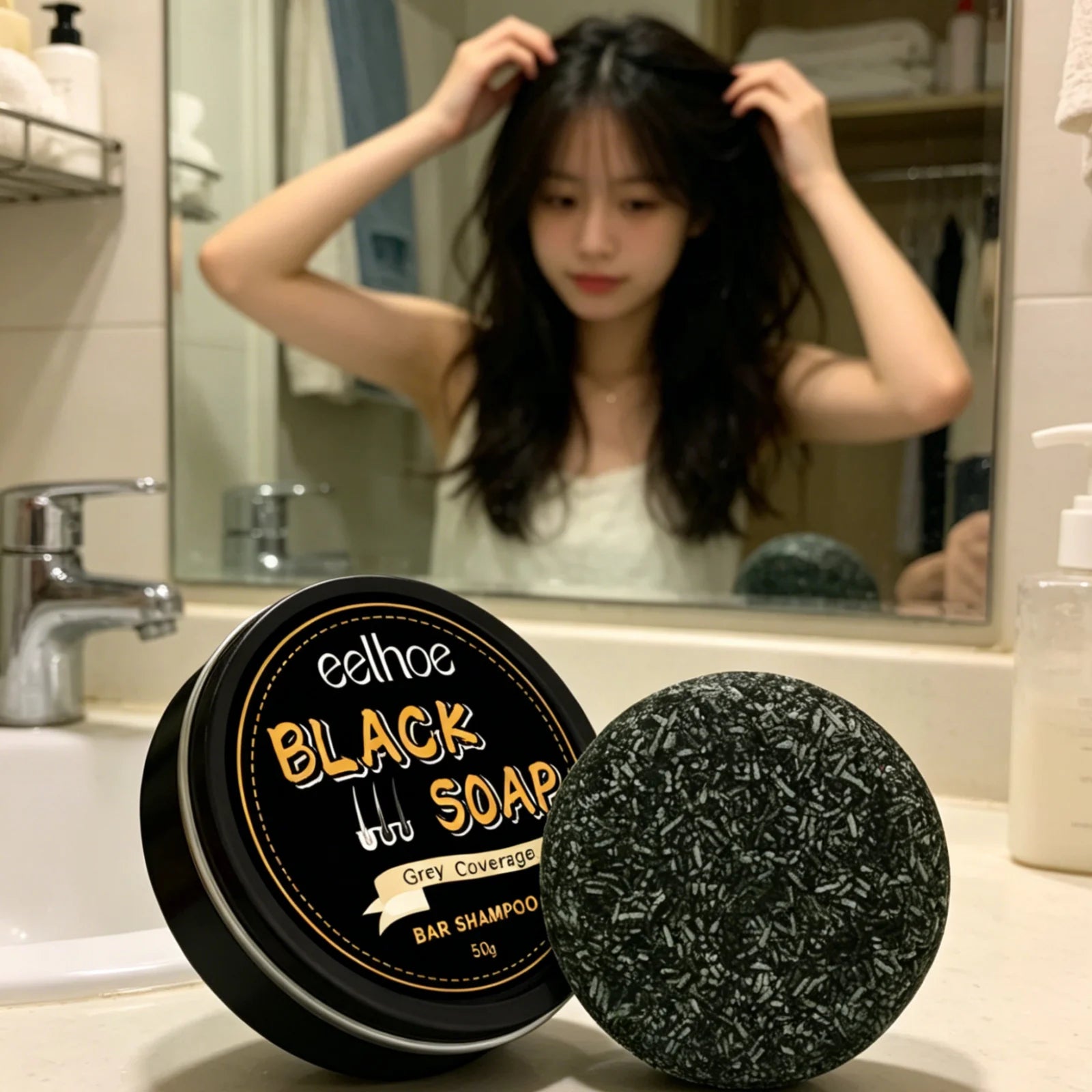 EELHOE Black Soap Natural Shampoo Bar – Gray Hair & Deep Nourish Natural Shampoo Bar Oasis Select