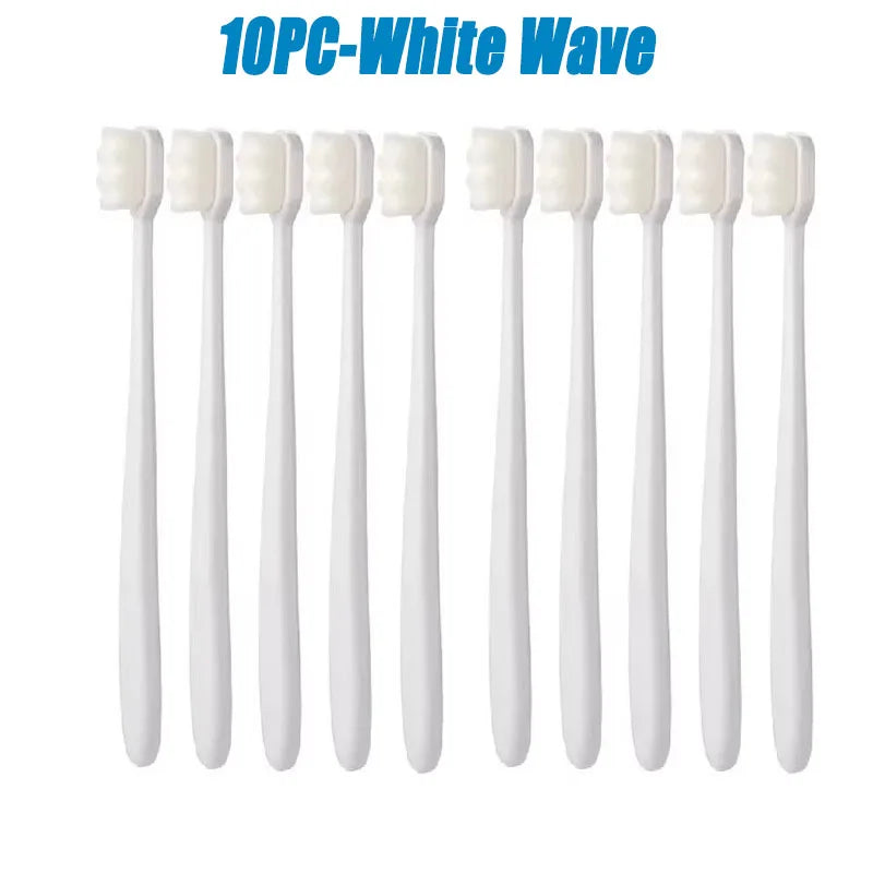 5/10Pcs Ultra Fine Soft Toothbrush, Million Nanometer Bristle Toothbrush, Deep Cleaning Teeth, Portable Oral Care Brush Oasis Select 10PC-White Wave