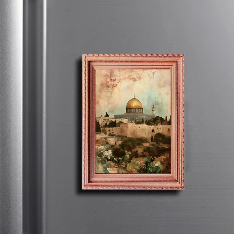 Middle Eastern Style Scenery Decoration Magnetic Refrigerator Sticker Home Holiday Decoration Wooden Crafts Oasis Select