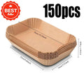 50/100pcs Disposable Air Fryer Paper Non-Stick Kitchen Baking Airfryer Mat Oilproof Micro-wave Barbecue Pad Baking Paper Oasis Select rectangle-150pcs