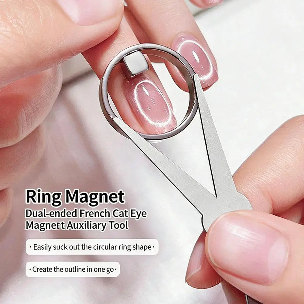 Strong Cat Eye Magnet for Nails, Magnetic Scissor-Shaped and Ring-Shaped Cat Eye Magnet French Nail Art Tool Home Salon Studio Oasis Select