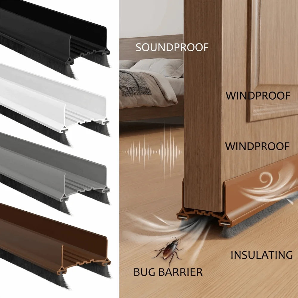 With Brushes Door Draft Stopper 96cm Soundproof Weather Stripping Door Seal Insect Prevention Dustproof Design Door Sweep Oasis Select