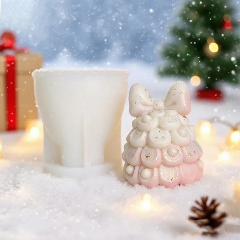 Christmas Bow Christmas Tree Aromatherapy Candle Silicone Mold DIY Plaster Resin Ornament Mold for Xmas New Year Home Decor Oasis Select