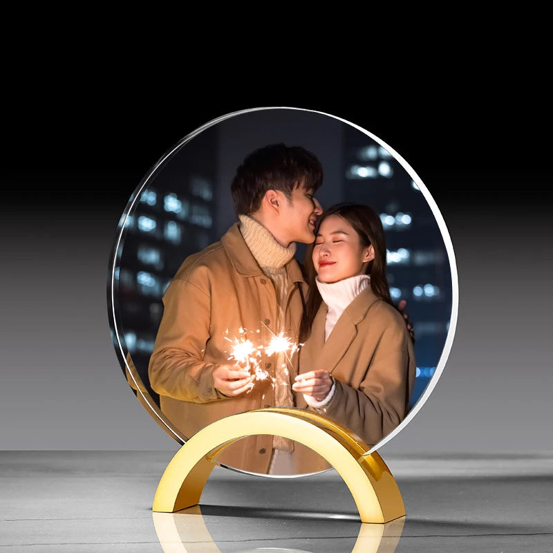 Round crystal photo set table custom wedding dress children baby growth record diy metal photo frame Oasis Select