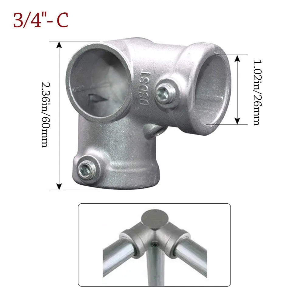 New 1\2''/3\4" Pipe Fitting Connector Aluminum Alloy Steel Fixed buckle Frame Fasteners DIY Corner Circular Pipe Connector pipes Oasis Select 3-4--- C
