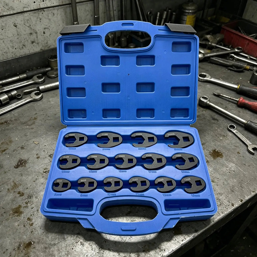 15Pcs Crowfoot Wrench Set 8mm to 32mm Carbon Steel Crowfoot Flare Nut Wrench Set for Extension Bars Ratchet Wrenches Oasis Select