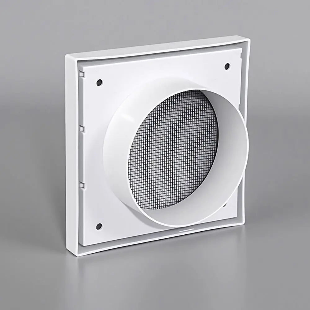 White Plastic Dryer Vent Hood Cover Grille with Screen | 4–8"